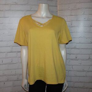 🌞✨💛 Alfred Dunner Tee · Crisscross Sparkle · Size L